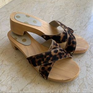 Boden Orella Tan Leopard Clog Wooden Sandal 6